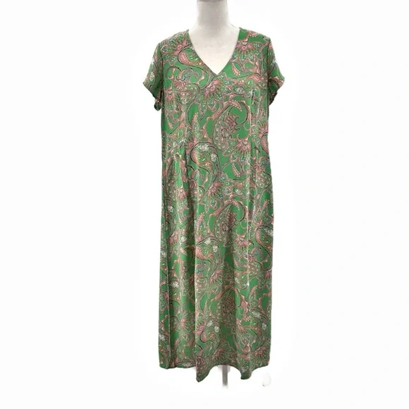 J. Jill Wearever Princess Seamed Midi Dress in Leaf Green - NEW - Size Small - Picture 4 of 10